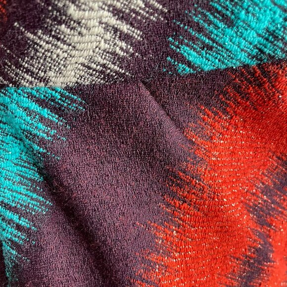 Eva Franco Dress Sheath Metallic Thread Bow Waist Size 6 Women Orange Maroon - Picture 9 of 12